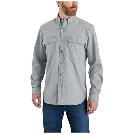 Carhartt Men's Long Sleeve Button Down, 29% Nylon Chambray, 71% Polyester, Button Fronts, 2 Pocket(s), Gray 105291-STLXLTLL