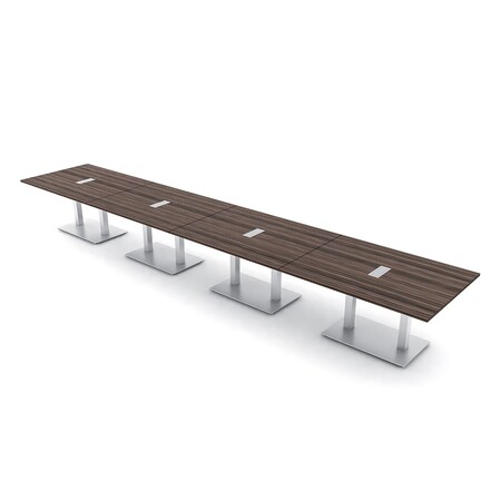 Skutchi Designs Rectangle Conference Table With Power, 48 in W, 240 in L, Brown HAR-REC-48X240-DOU-H3041-ESIL