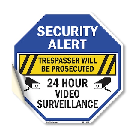 Signmission Security Alert Trespasser Will Be P, 10 Inch X 10 Inch, Vinyl Decal OC-D-10-186