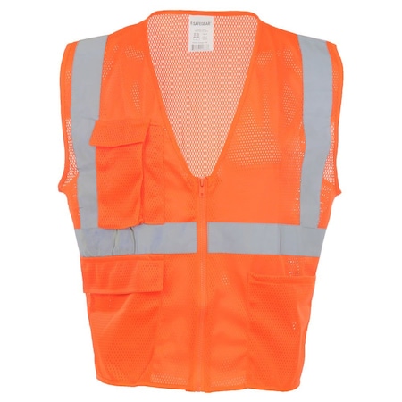 Jj Keller Safety Vest Type R Class 2, Zipper Closure with Vertical Reflective Tape, 2XL/3XL 59844
