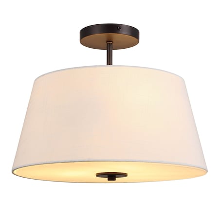 Jonathan Y Isabella 15" 3-Light Modern Contemporary Metal Tapered Drum LED Semi Flush Mount, Oil Rubbed Bronze JYL9922B