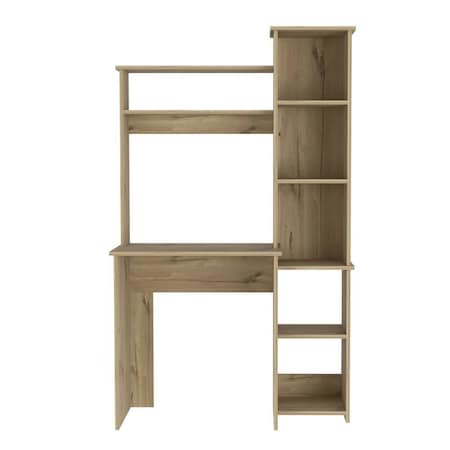Homeroots 40" Natural Computer Desk With Hutch 477845
