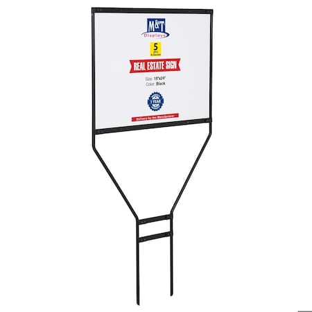 M&T Displays Real Estate Yard Sign, Open House Sign, Landscape 24x18 Inch 44 Tall Black Metal-5 Pack URESB0H024X9005