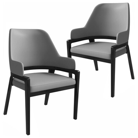 Leisuremod Ethora Collection Modern Wooden Dining Chair in Grey, 2PK EC22GR2