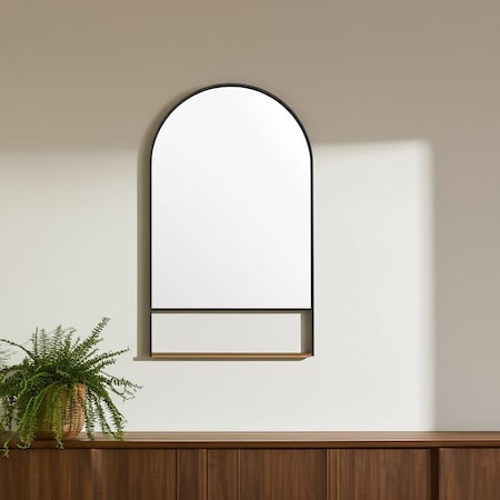 Homeroots 40" Black Metal Arch Accent Mirror 607275