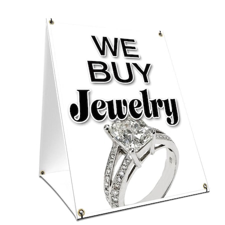Signmission We Buy Jewelry, 36 Inch x 24 Inch A-frame Yard Sign, Plastic Sign SBC-2436-We Buy Jewelry