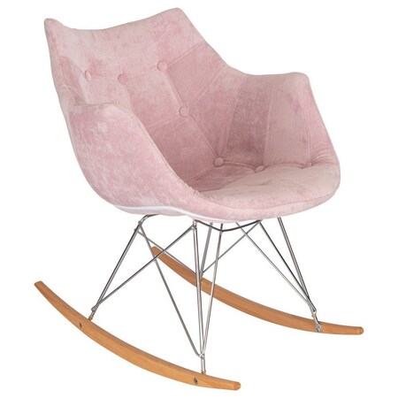 Leisuremod Willow Velvet Eiffel Base Rocking Chair, Pink WR24VPK