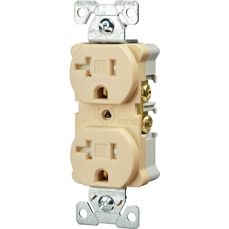 Eaton Wiring Devices Straight Blade Receptacle, 5-20R, 20 A, 125V AC, 2 Pole, 3 Wire, Flush Mount, Grounded TWRBR20V