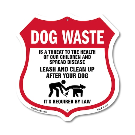Signmission Dog Poop Shield Sign Dog Waste Is A Thre, 6 Inch X 6 Inch, Plastic Sign SHI-P-6-374