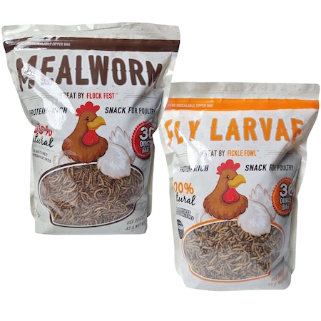 Fickle Fowl Feast of 30 oz Dried Mealworms and Dried Black Soldier Fly Larvae 27077088991