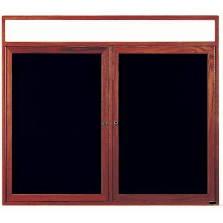 Aarco Enclosed Changeable Letter Board w/ Cherry Stained Red Oak Frame Customizable Header, 48''Hx60''W CDC4860H