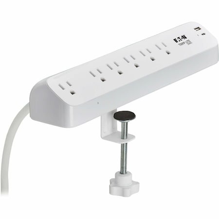 Eaton PROTECT IT 6-OUTLET SURGE PROTECTOR WITH USB-A AND USB-C CHARGING PORTS - 5-15R TLP66UCLAMP