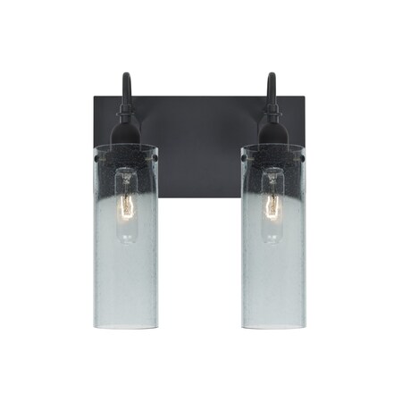 Besa Lighting Juni 10 Vanity, Blue Bubble, Black, 2x60W Incandescent 2WG-JUNI10BL-BK