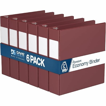Davis Group Premium Economy, Angle D Ring, Binder, (Burgundy, 2"), PK6 2304-08-06