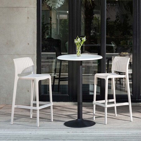 Lagoon Rue Resin Stackable Bar Stool Rattan Style with Aluminum Footrest, 2PK 7036W8-BSLGS
