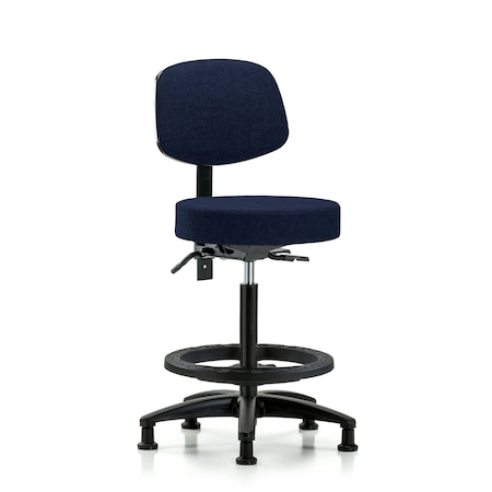 Blue Ridge Ergonomics Bench Stool, Hi, Fab, Bk, Tilt, BF, Gld, Nav BR-FHBST-RG-T1-BF-RG-F45