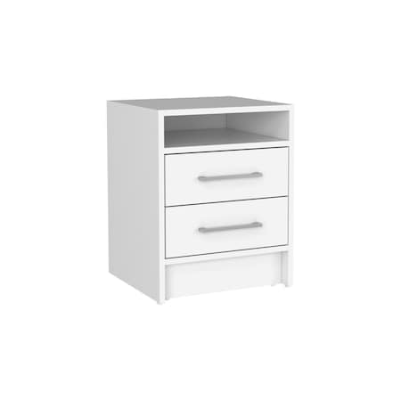 Homeroots 20" White Wood Two Drawer Nightstand 543668