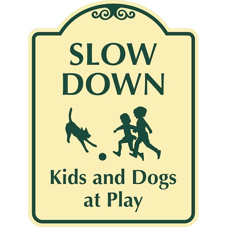 Lyle Slow Down Kids and Dogs At Play, 12x18, Engineer Grade, Tan G-2454-EG_12x18