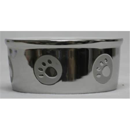 Ethical Pet Products 5 in Paw Print Titanium Dog Dish - Silver  - 6828 687906