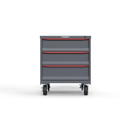Strong Hold 3 drawer cabinet - (2x 7in, 1x 8in) - Red accents - Keyed Alike S3036-PCAAS-0301DS