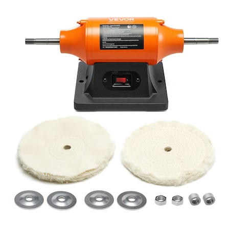 Vevor 8 in Bench Buffer Polisher 3/4 HP 3450RPM for Metal Jewelry Wood Polishing TLG-200BGB