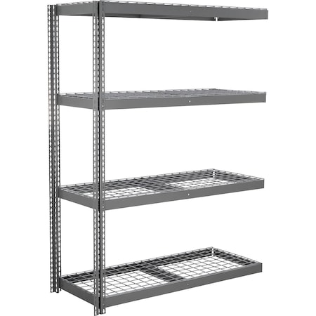 Global Industrial 4 Shelf, Heavy Duty Boltless Shelving, Add On, 72"W x 18"D x 96"H, Wire Deck B3171511
