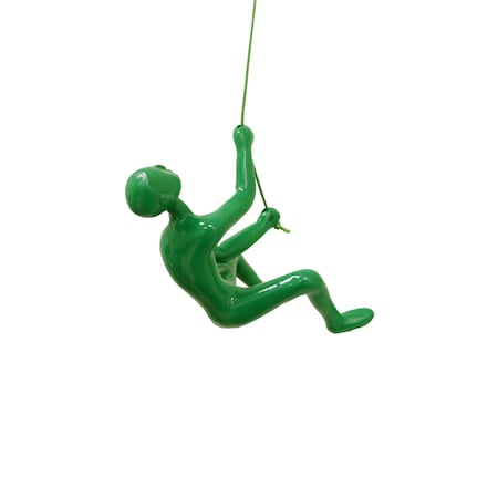 Homeroots 6" X 3" Green Resin Climbing Man Hanging Dimensional Sculpture 358138