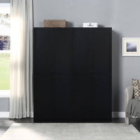 Manhattan Comfort Hopkins Modern Storage Closet 3.0 in Black, 2PK 2-3GLF-BK