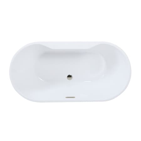 Kingston Brass 59" Acrylic Oval Double Ended Freestanding Tub with Drain, Glossy White/Polished Nickel VTDE593023C426