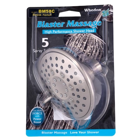 Whedon Blaster Massage Brushed Nickel Nickel 5 settings Wallmount Showerhead 2.5 gpm BM58C