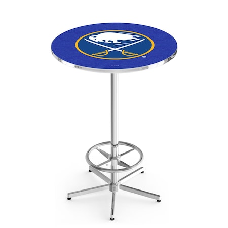 Holland Bar Stool Co 42" Chrome Buffalo Sabres Pub Table, 36" dia. Top L216C4236BufSab