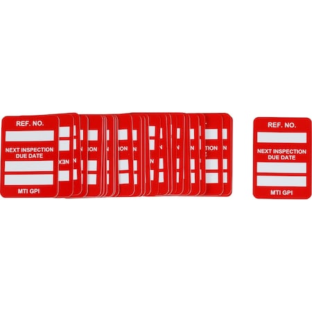 Brady MICROTAG Next Inspection Due Date Inserts, White on Red, 1.75in H x 1.25in W, 100PK MIC-MTIGPI R