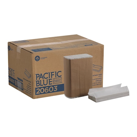 Georgia-Pacific Pacific Blue Select C-Fold Paper Towels, 1 Ply, 240 Sheets, White, 10 PK 20603