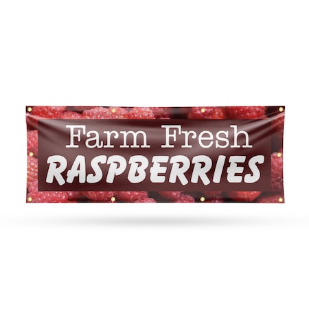 Signmission Farm Fresh Raspberries, 36 Inch x 96 Inch, Vinyl Banner B-96-30614