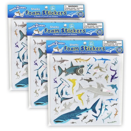 Ready 2 Learn Foam Stickers, Sharks -132-Piece Set, 3PK CE10125