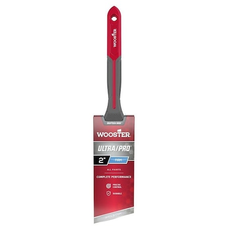 Wooster Ultra/Pro GRIPTECH MAX Series Paint Brush, 2 in W, Firm Angle Brush, 2-5/8 in L Bristle, Sash Handle G4174-2