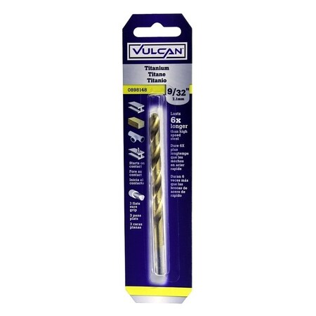 Vulcan Jobber Drill Bit, 9/32 in Dia, 4-1/4 in OAL, 3-Flat Shank 219701OR