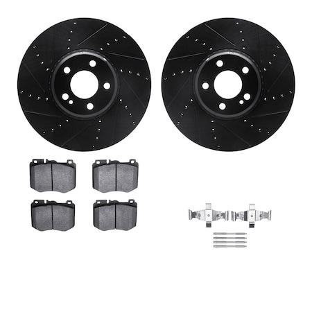 Dynamic Friction Co DFC Rotors-Drilled & Slotted-Black w/ EURO 5000 Ceramic Brake Pads Incl Hdw 8612-63076