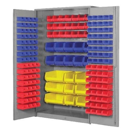 Pucel Flush Door Bin Cabinet With 171 Bins, 48 in W x 84 in H x 24 in D, Light Blue HDBC-4878-00-171-L