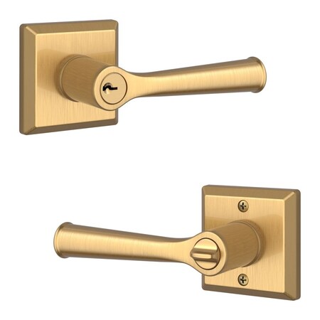 Baldwin Entry Federal Lever and Traditional Square Rose with 6AL Latch and Dual Strike Lifetime Satin ENFEDTSR044