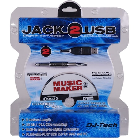 Dj Tech 1/4-IN Jack to USB Recording Solution JACK-2-USB
