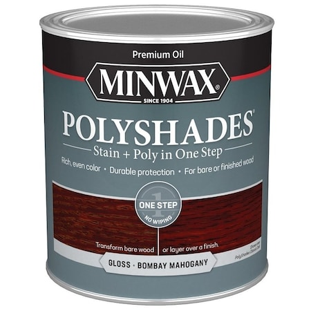 Minwax Waterbased Polyurethane Stain, Gloss, Liquid, Bombay Mahogany, 1 qt, Can 61480444