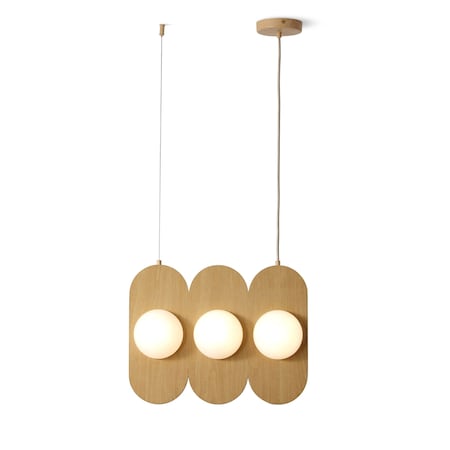 Vidalite Orbita Pendant Light with Natural Wood Finish, Frosted Glass Shade, Integrated LED Bulbs CE1009206