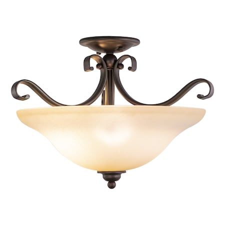Vaxcel Monrovia 17-in W Bronze Bowl Semi Flush Mount Ceiling Light Cognac Glass CF35417RBZ/B