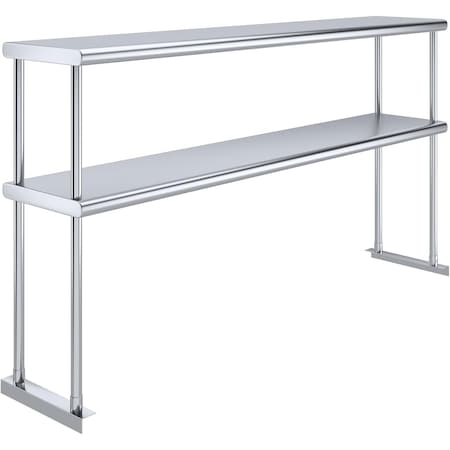 Amgood 12 in. x 60 in.  Stainless Steel Double Deck Over Shelf AMG DOS-1260