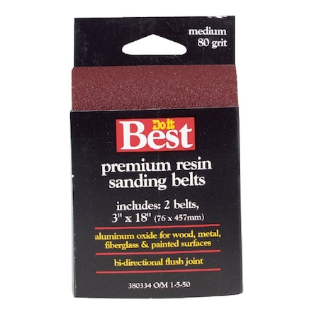 Do It Best 3''x18'' 80 Grit Hvy Dty Sanding Belt, 2PK Belt3x181pk80