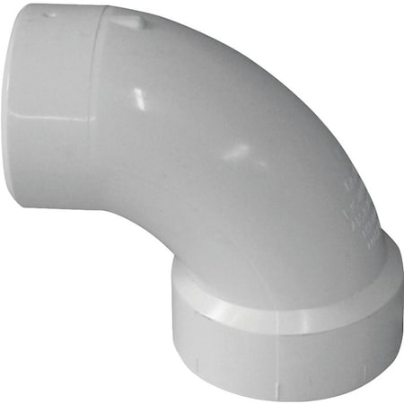 Genova CANPLAS Sanitary Street Pipe Elbow, 4 in, Spigot x Hub, 90 deg Angle, PVC, White 192454L