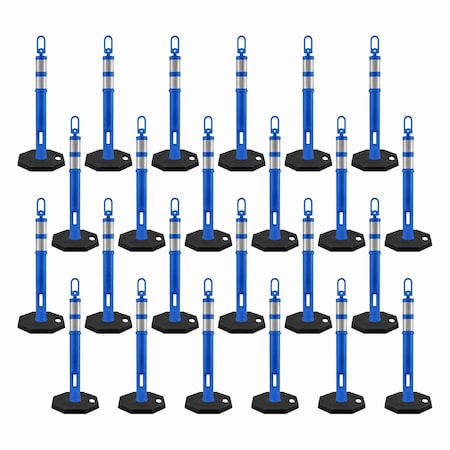 Jrex Safety 42 in Ring Loop Blue Traffic Delineator Post with 13 LB PVC Base, 24PK DLRB-JR-BLU-42-24PK