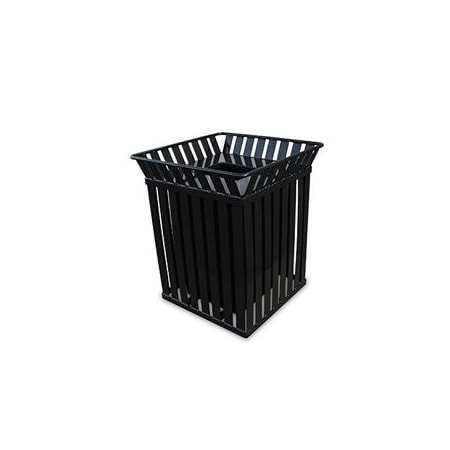 Witt Industries Outdoor, Square Slatted Metal Receptacle, Black M3601-SQ-FT-BK