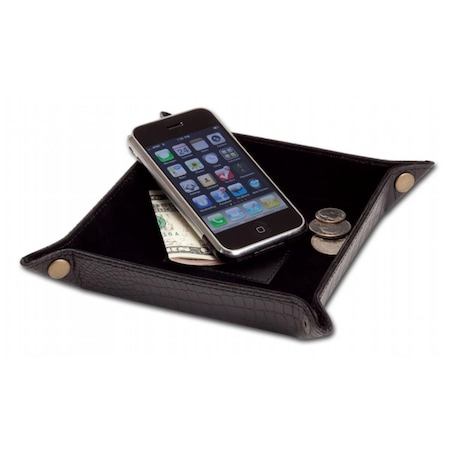 Output Dacasso  Crocodile Leather Caddy - Black OU271837